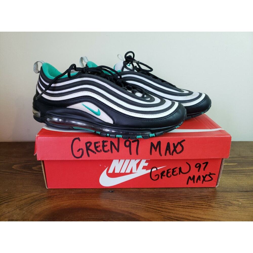 Air Max 97 Black Clear Emerald White Sneakers Size 10 (921826-013)